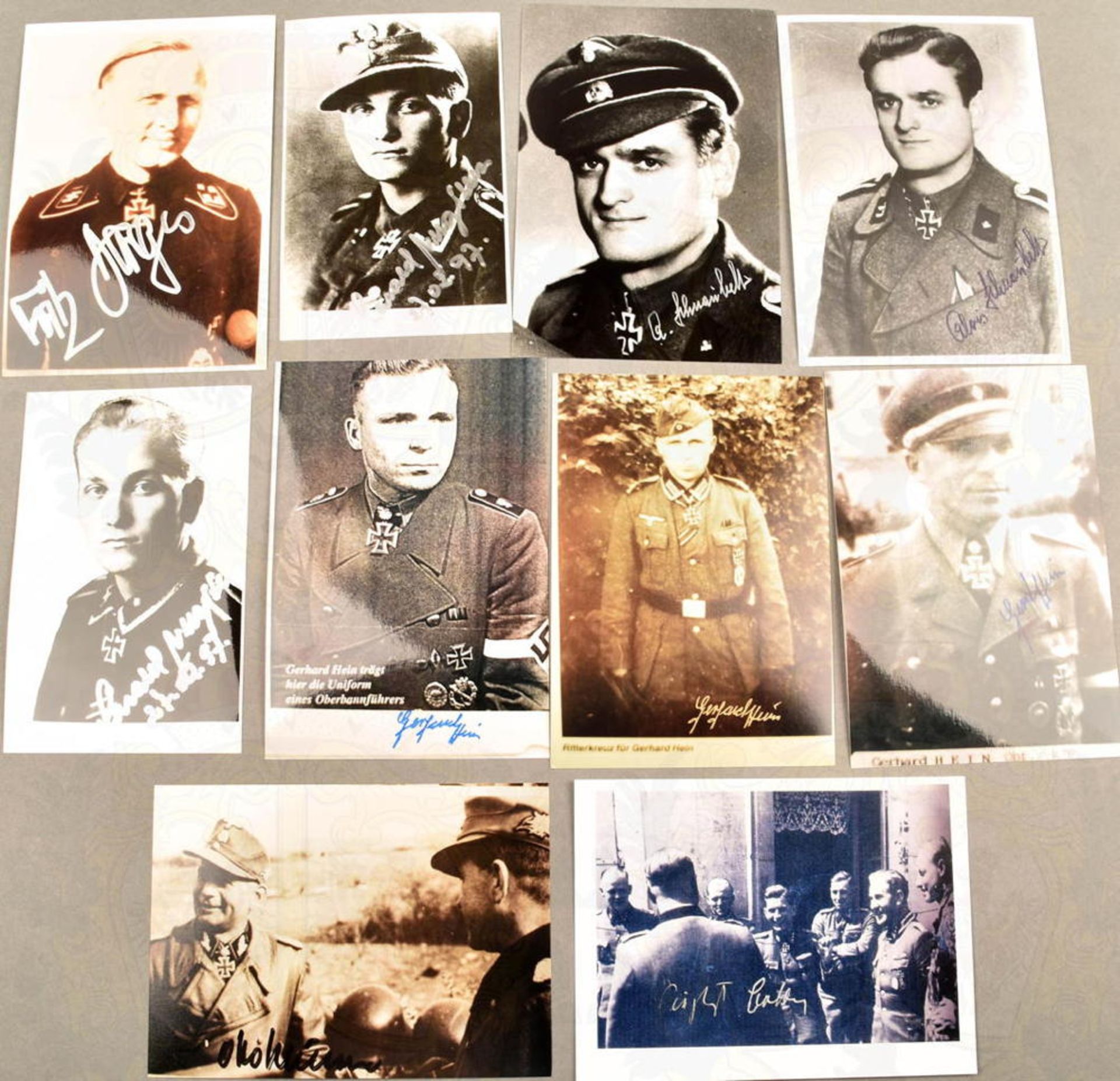 10 ORIGINALUNTERSCHRIFTEN RITTERKREUZTRÄGER WAFFEN-SS