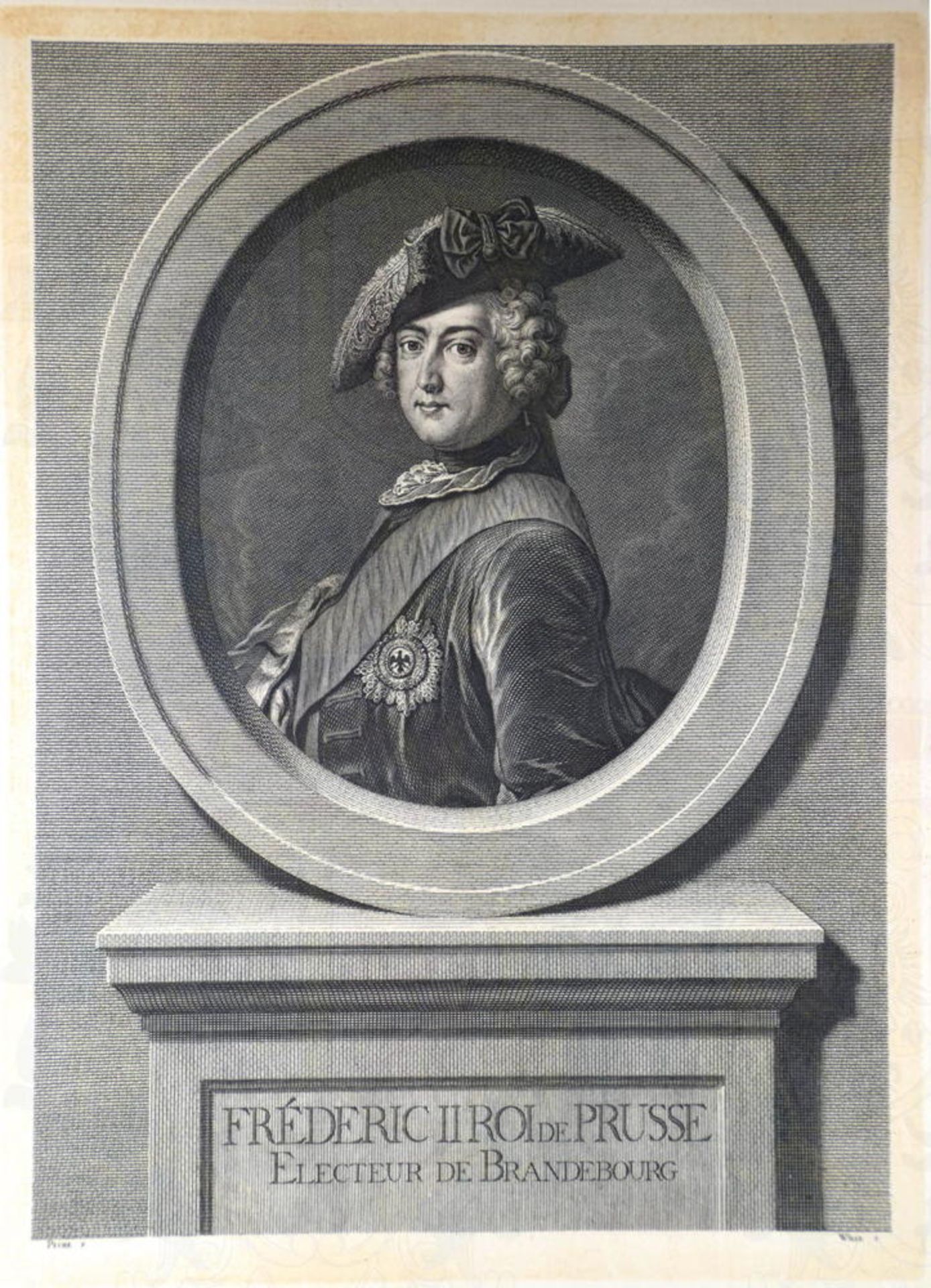 STAHLSTICHPORTRAIT FRIEDRICH II. KÖNIG VON PREUSSEN - Bild 2 aus 2