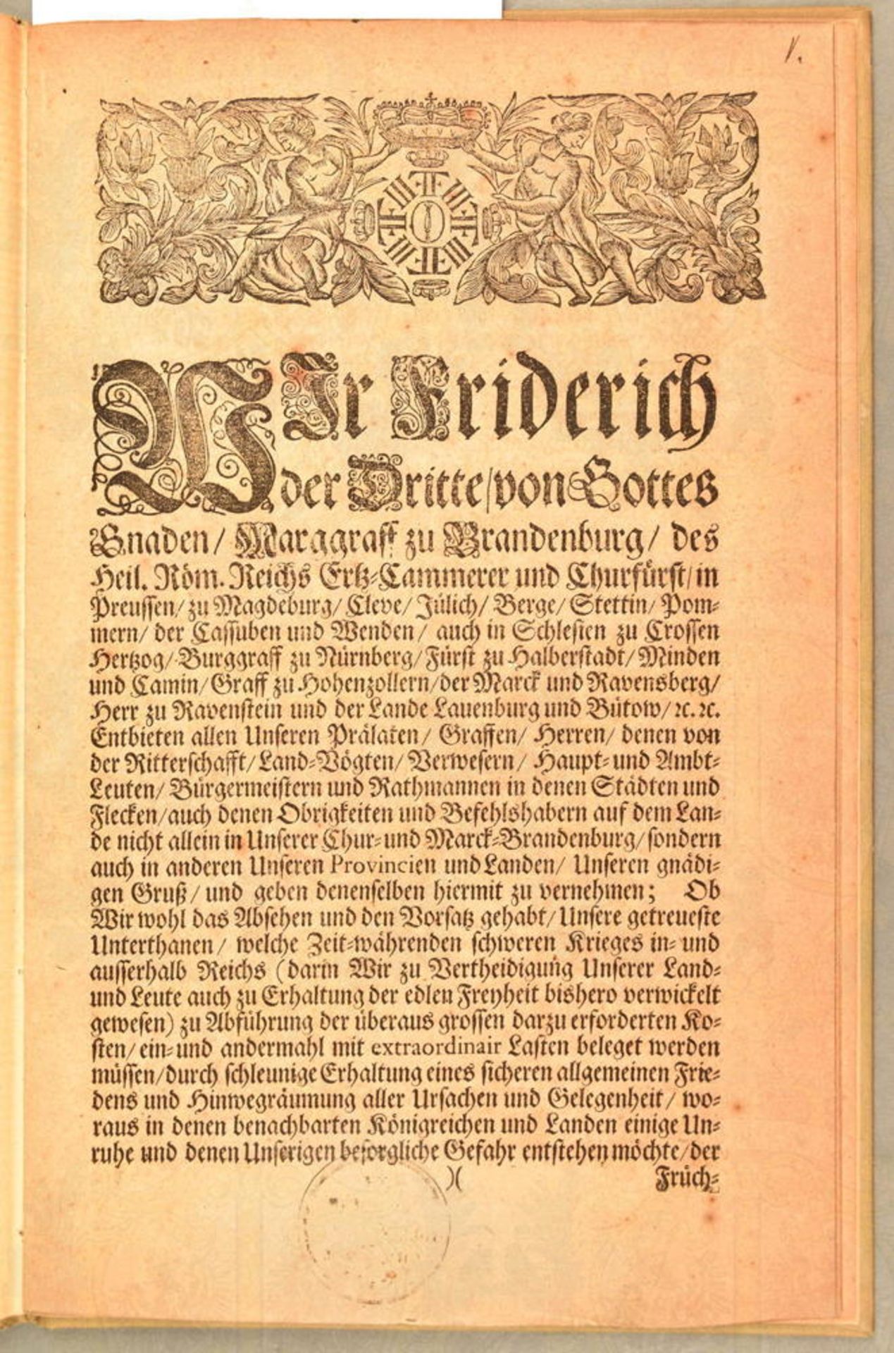 2 EDICTE KURFÜRST/KÖNIG FRIEDRICH I.