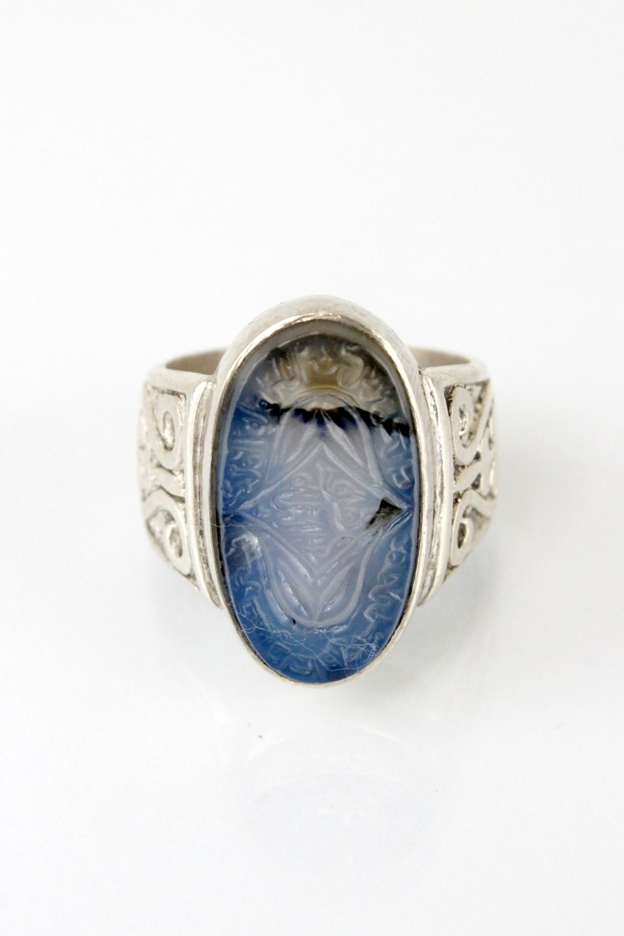 Osmanischer Silberring mit geschnittenem blauen Gemstone