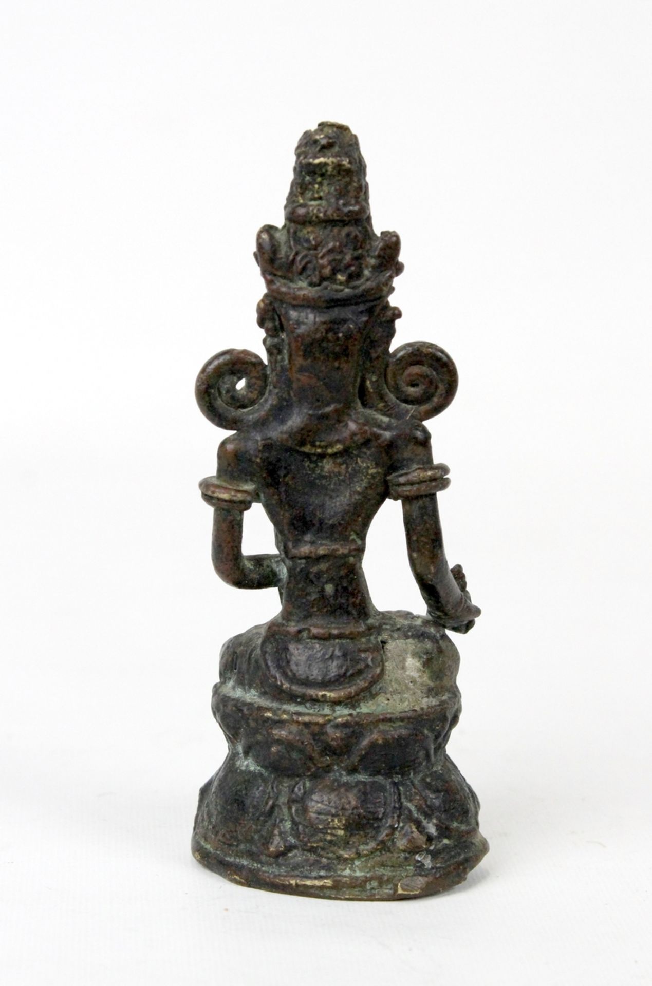 Tibet sitzende Buddha Bronzefigur 19.Jhdt. - Image 3 of 4