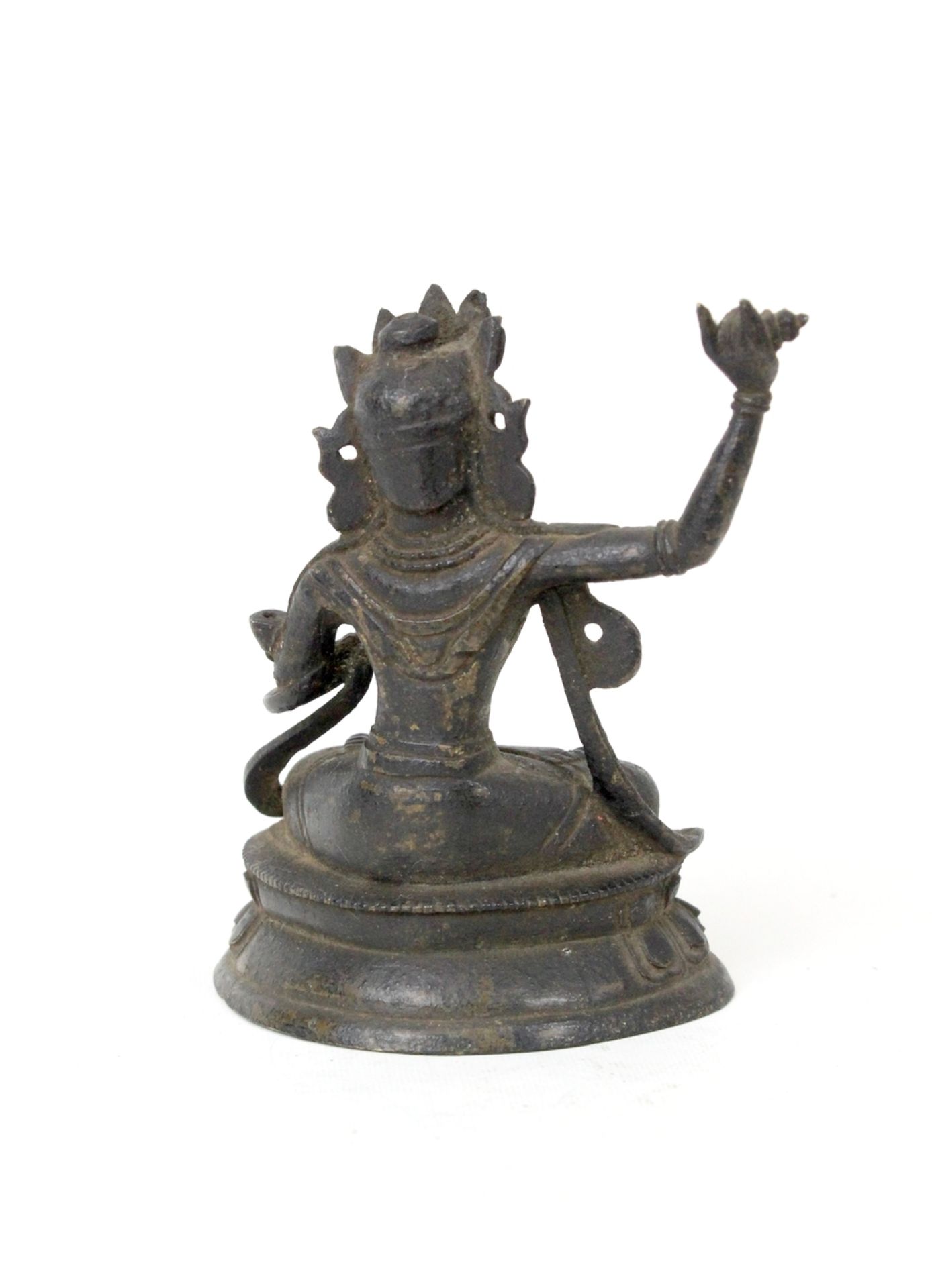 Tibet Buddha Bronze Figur mit erhobener Hand 18./19.Jhdt. - Bild 4 aus 5