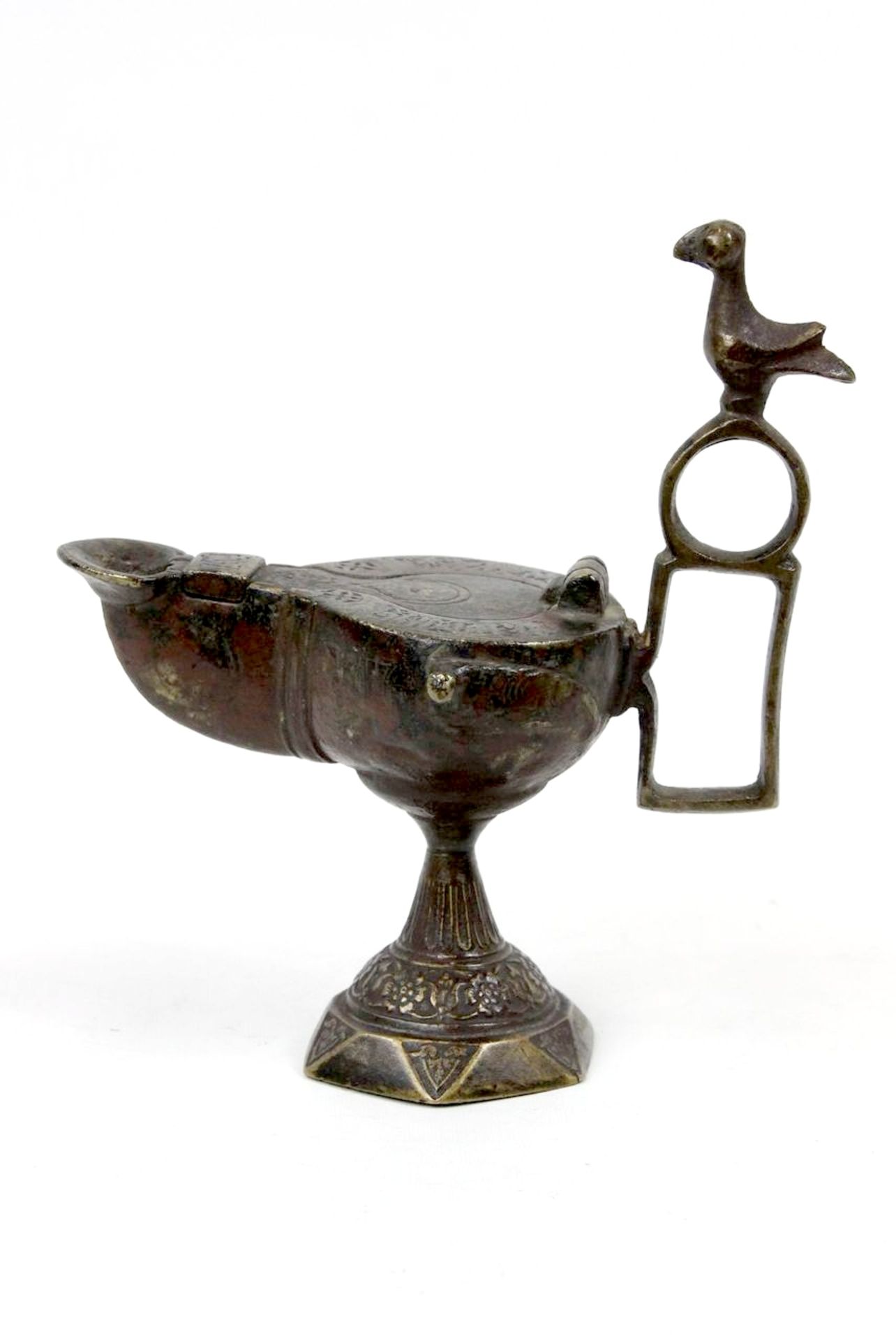 Seldschuken Dynastie Bronze Öllampe mit kufischer Schrift