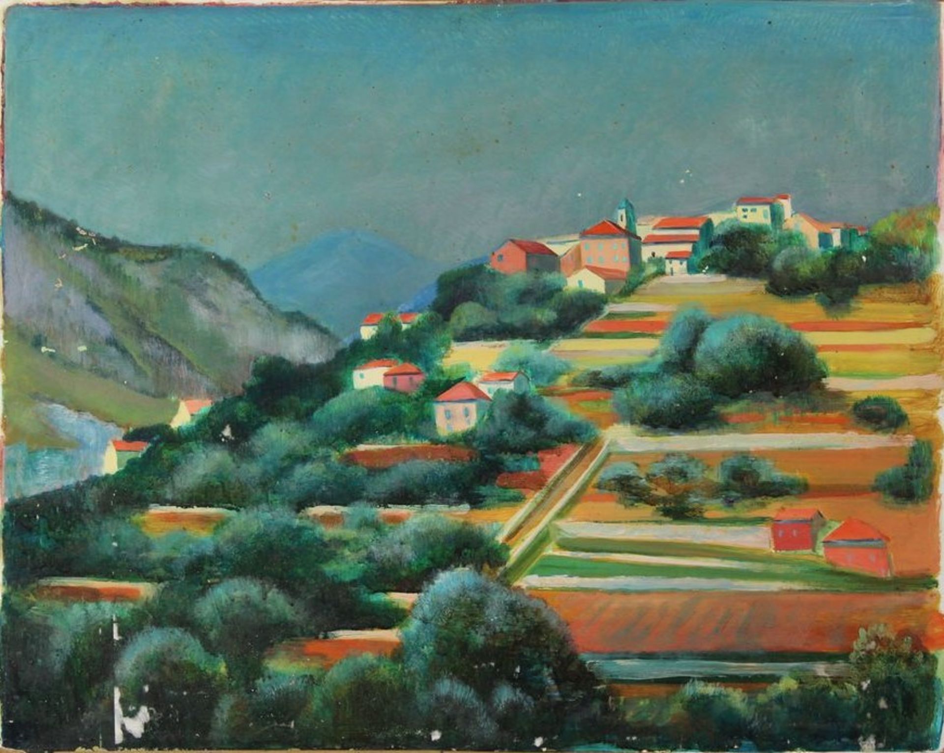 Französischer Künstler um 1950 " Pyränäenlandschaft "