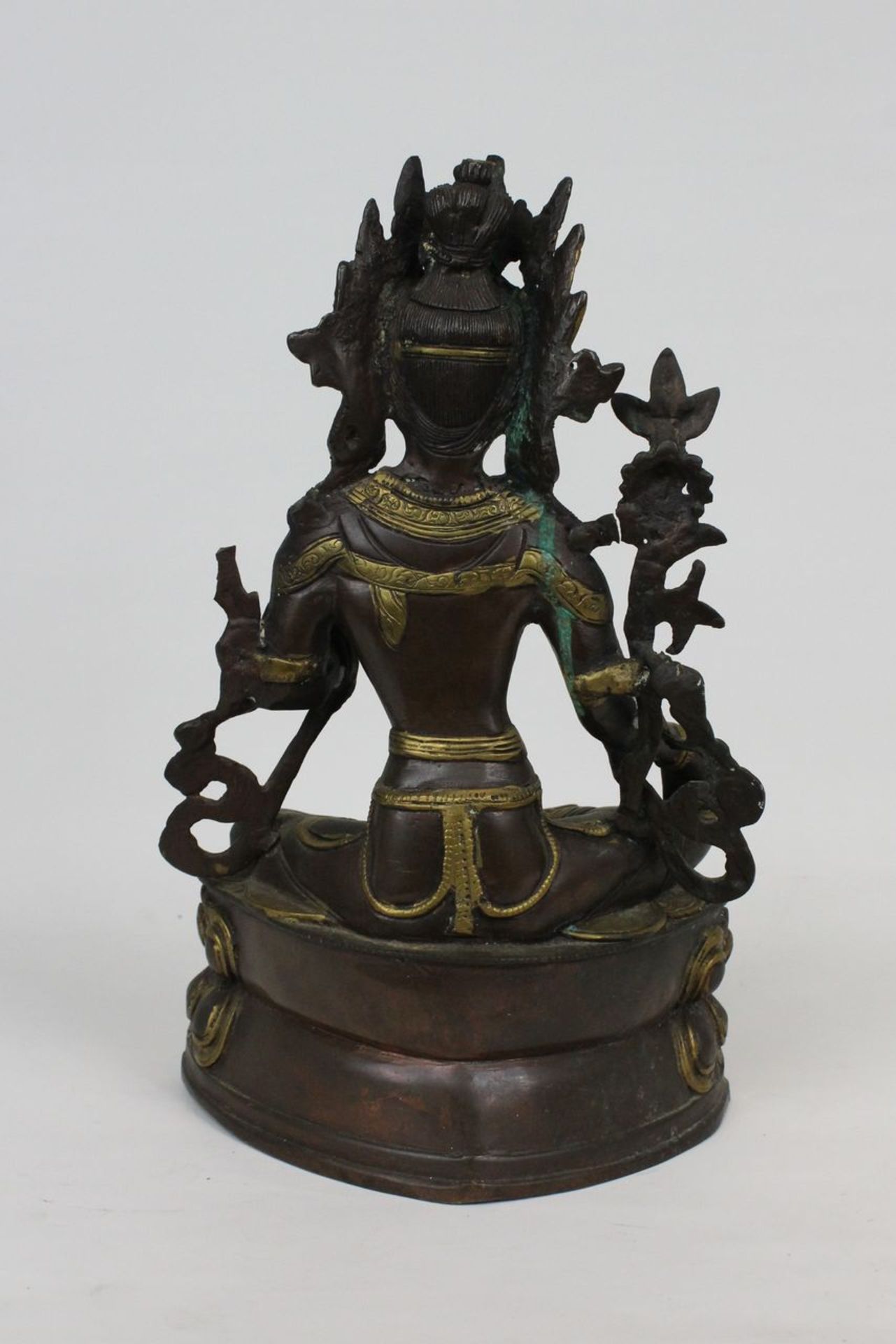 Tibet teilvergoldete Bronzefigur Tara - Bild 9 aus 12