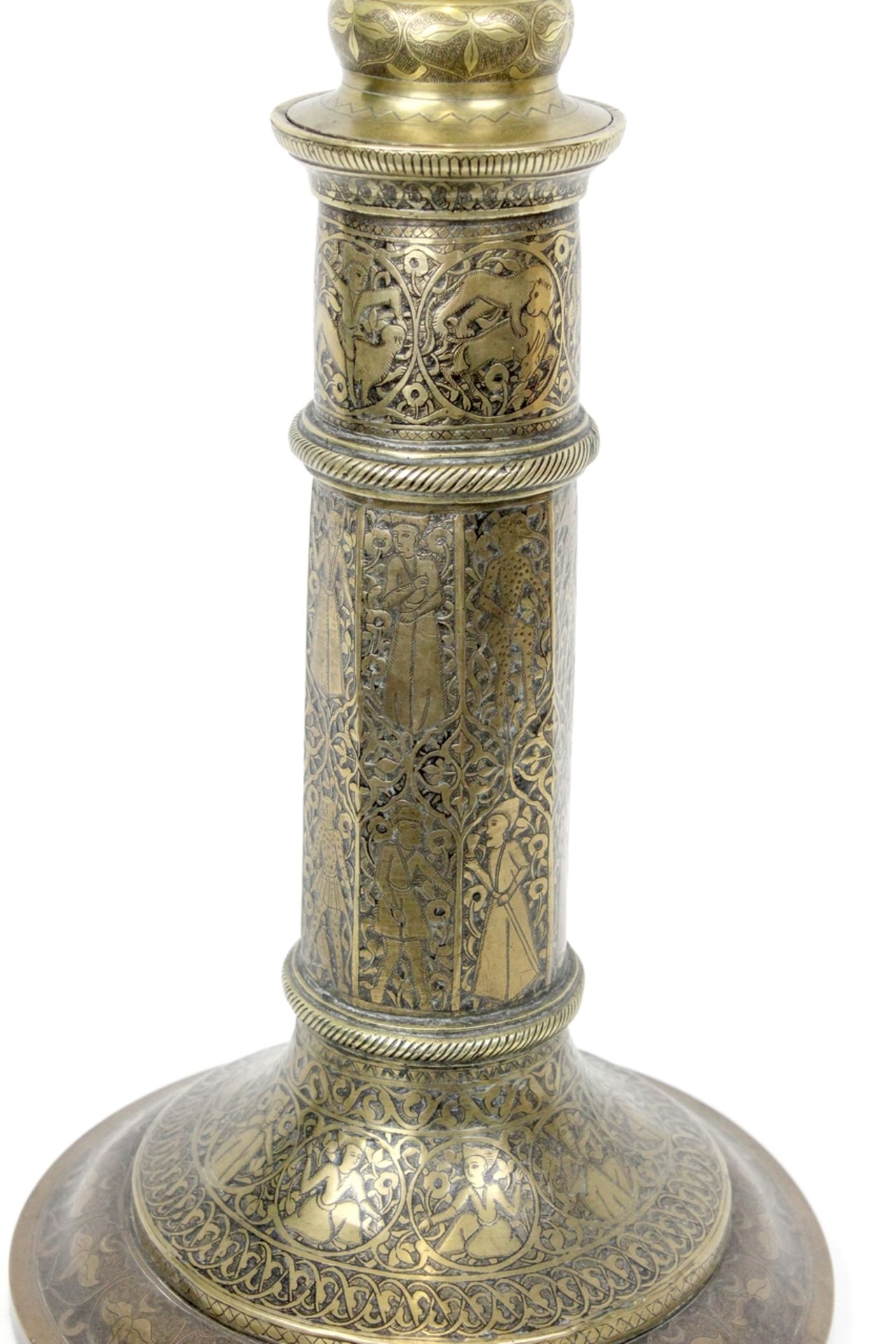 Seltener Fein Gravierter Bronzeleuchter Qajaren Dynastie - Bild 8 aus 9