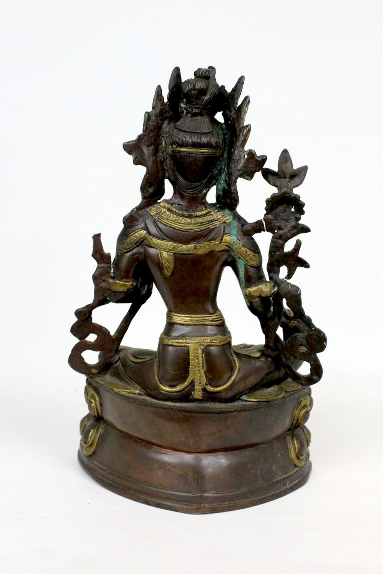 Tibet teilvergoldete Bronzefigur Tara - Bild 4 aus 12