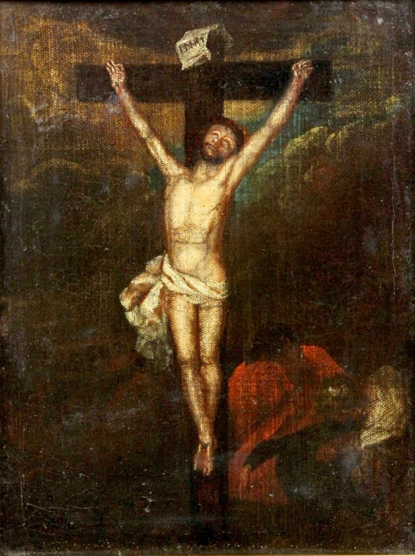 Süddeutscher Meister des 17.Jhdt. " Christus am Kreuze mit Johannes und Maria " - Bild 2 aus 5