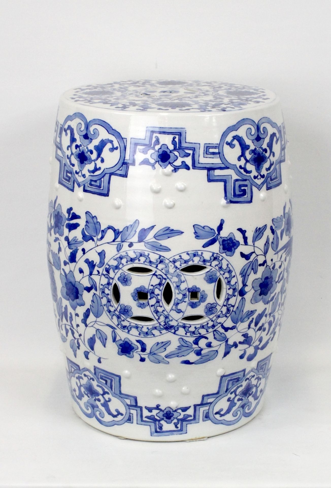 China Blau-weißer Porzellan-Hocker um 1900 - Image 2 of 5