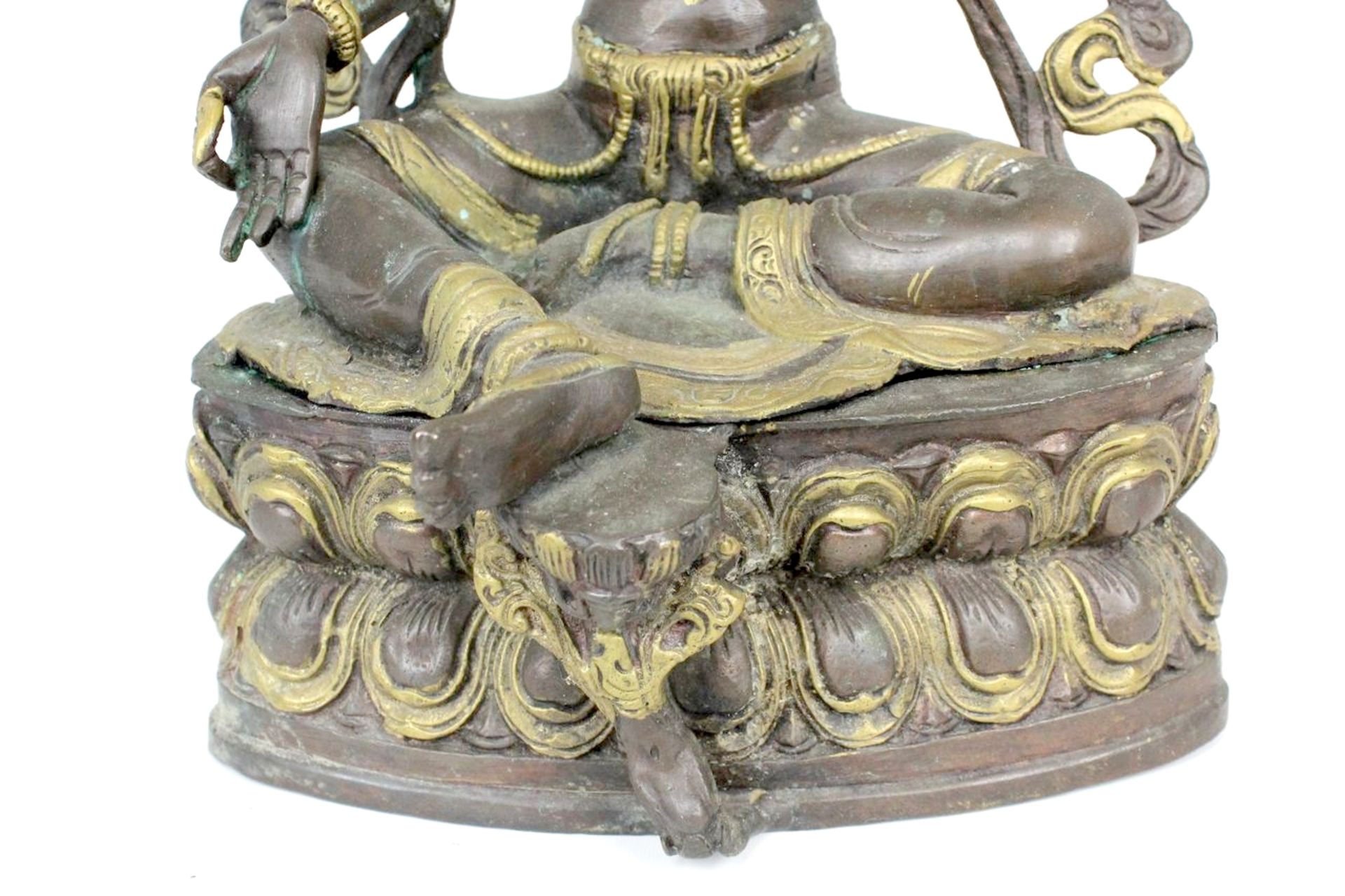 Tibet teilvergoldete Bronzefigur Tara - Bild 12 aus 12