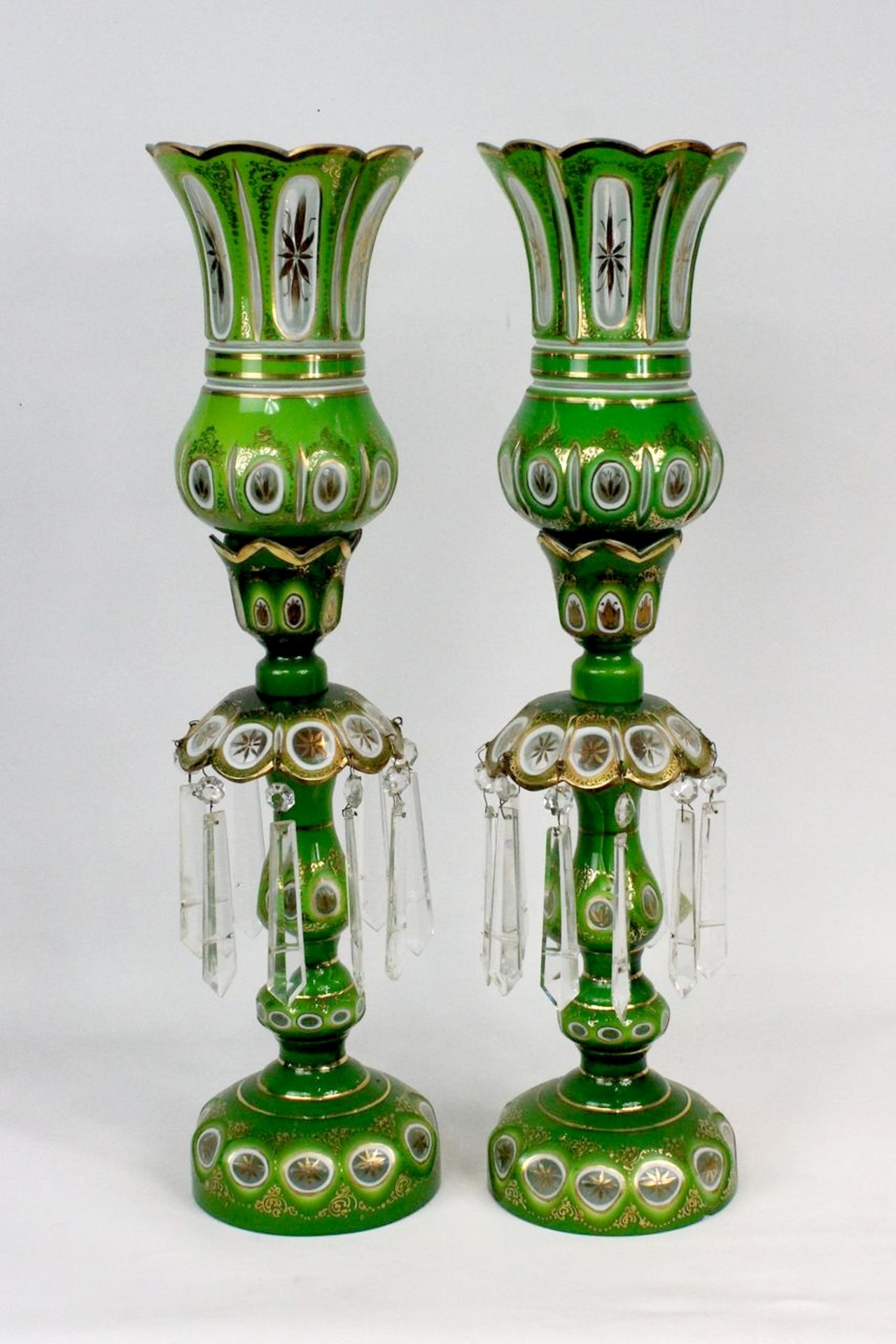 Paar Böhmische Kristall Glasleuchter - Bild 2 aus 13