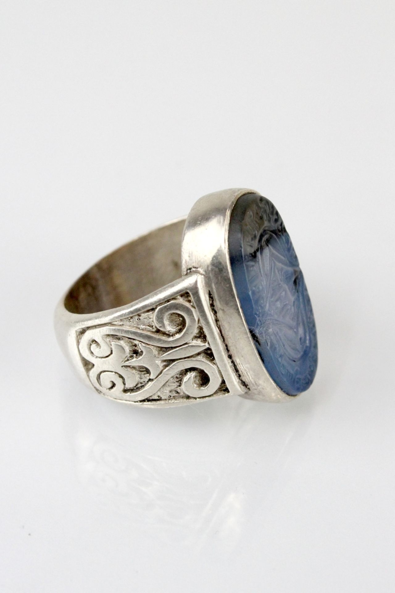 Osmanischer Silberring mit geschnittenem blauen Gemstone - Image 2 of 2