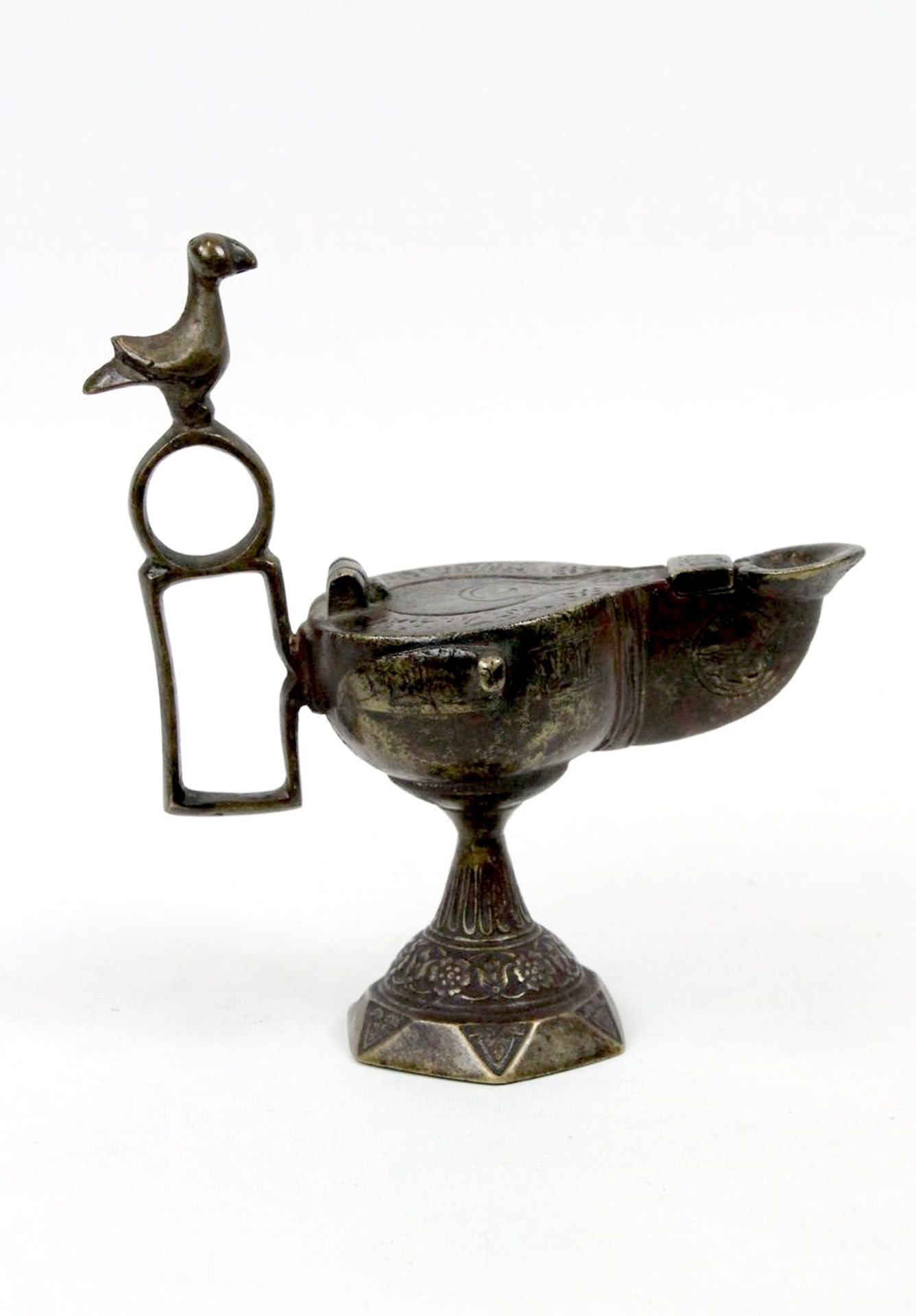 Seldschuken Dynastie Bronze Öllampe mit kufischer Schrift - Bild 2 aus 6