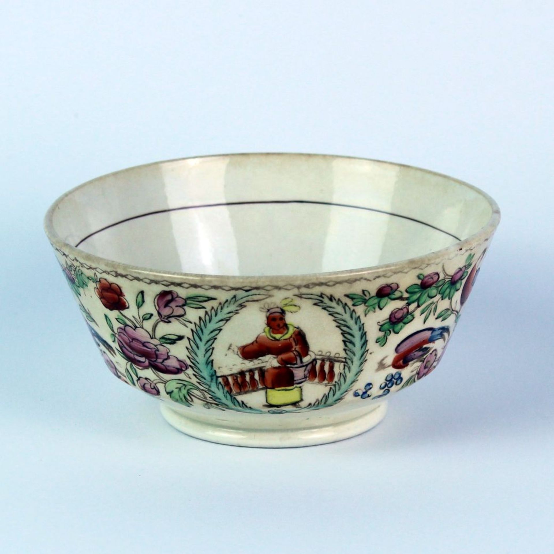 Englische Kumme Keramik mit Chinoiserie und polychromer Malerei Maße: ca. D. 13 c - Image 3 of 5
