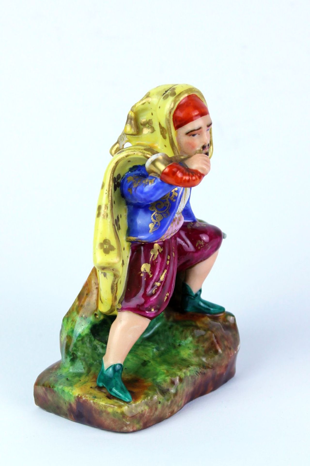 Frankreich 18. Jhdt. Porzellanfigur " Araber bläst ins Horn " Porzellan, polychrom be - Bild 3 aus 5