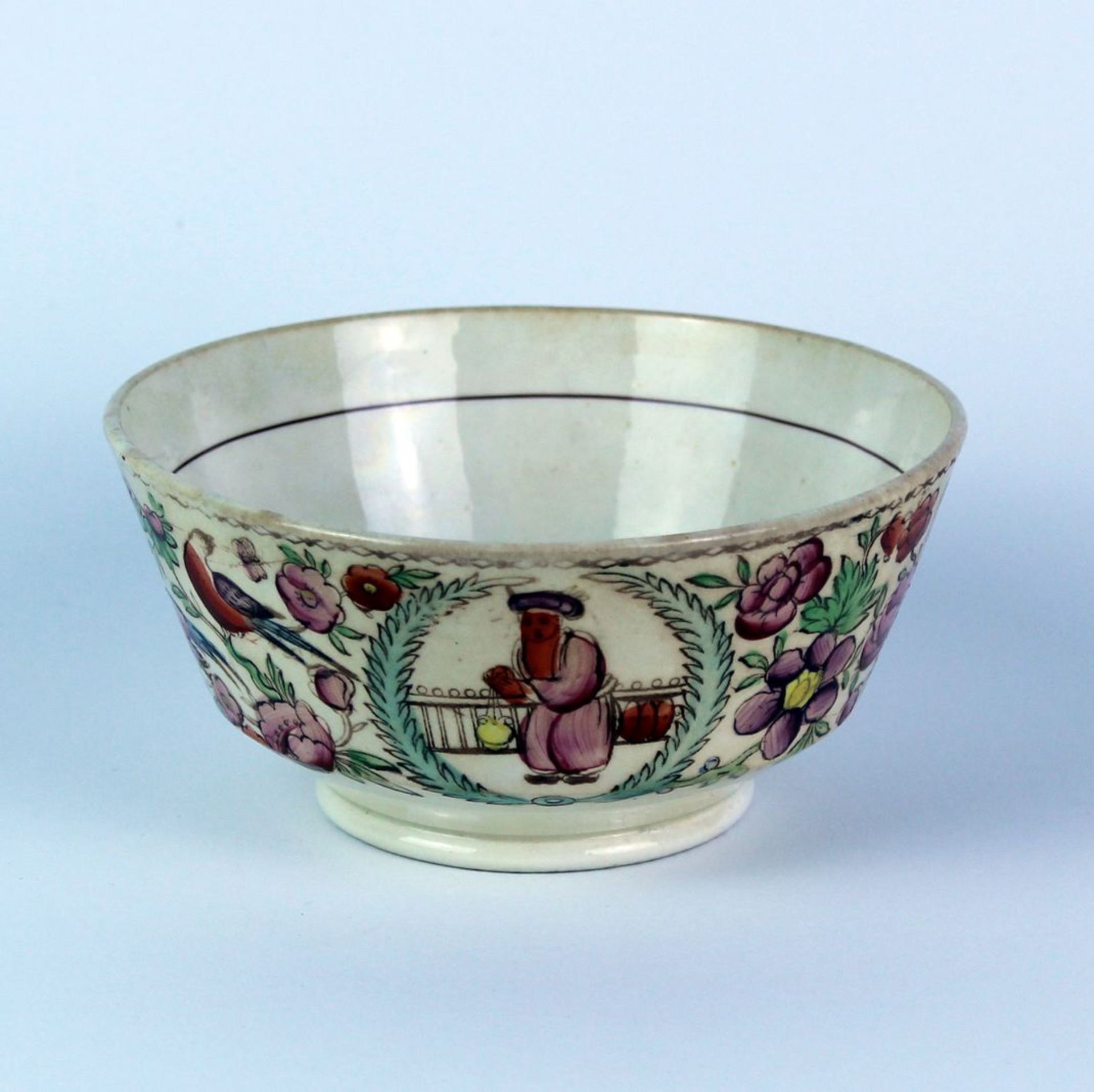 Englische Kumme Keramik mit Chinoiserie und polychromer Malerei Maße: ca. D. 13 c - Image 2 of 5