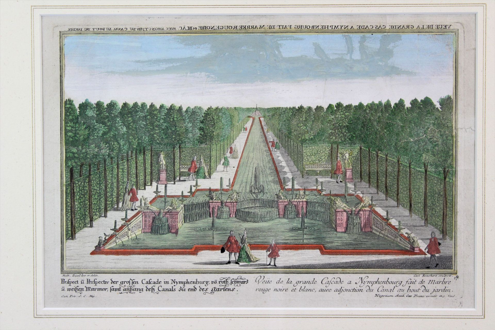 Carl Remshard ( 1678 - 1735 ) " Kaskaden von Schloss Nymphenburg/ München "