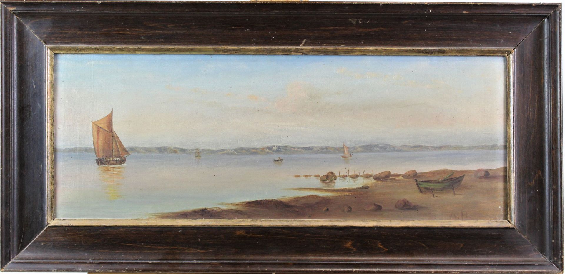 Monogrammist A.H um 1850 " Italienische Küstenlandschaft " - Bild 3 aus 4