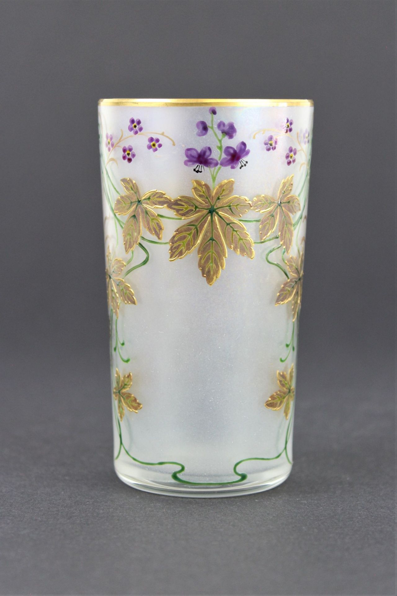 Jugendstilglas mit irisierendem Überfang " Blumenmotive " - Bild 4 aus 5