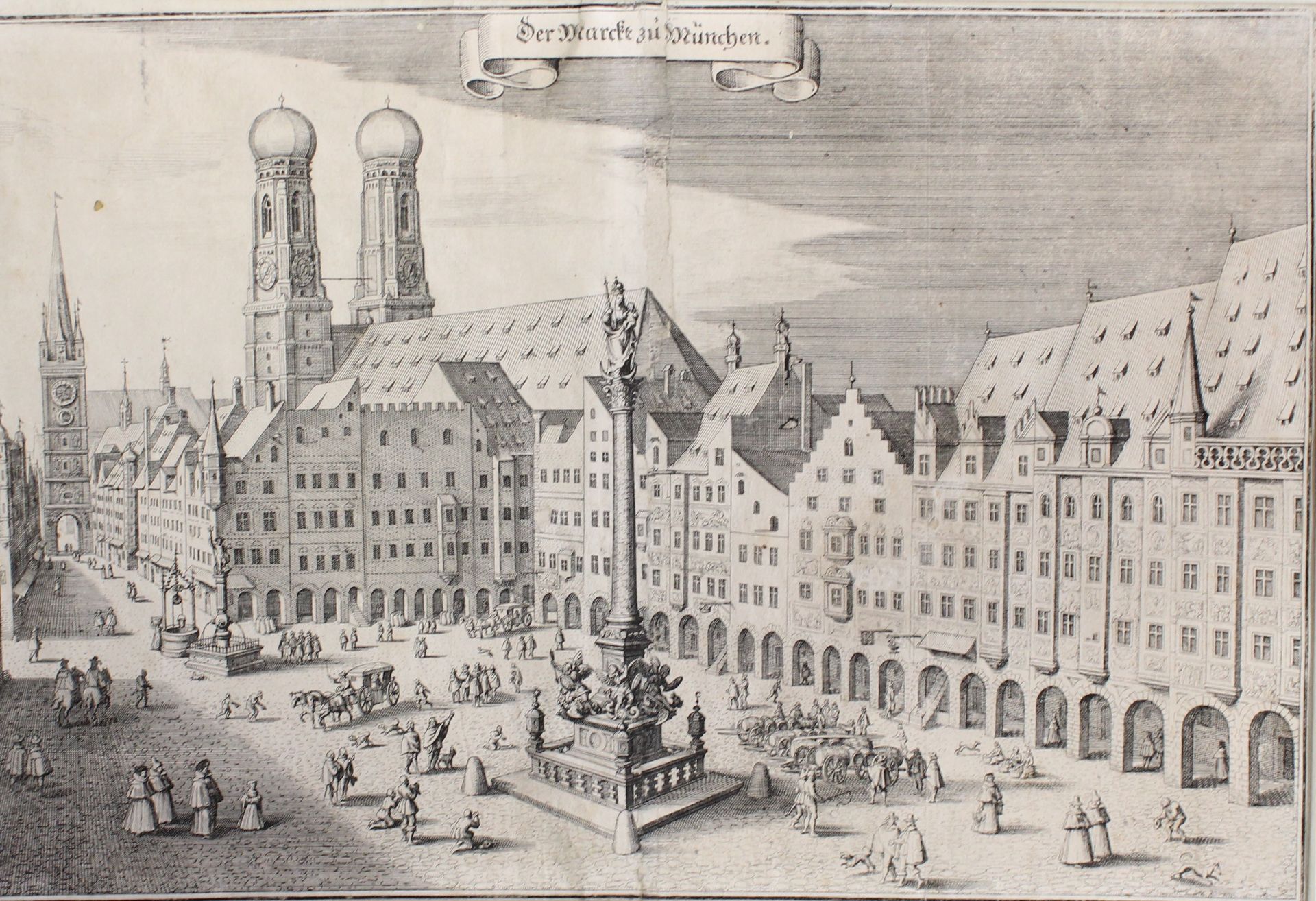 Kupferstich " Der Markt zu München "