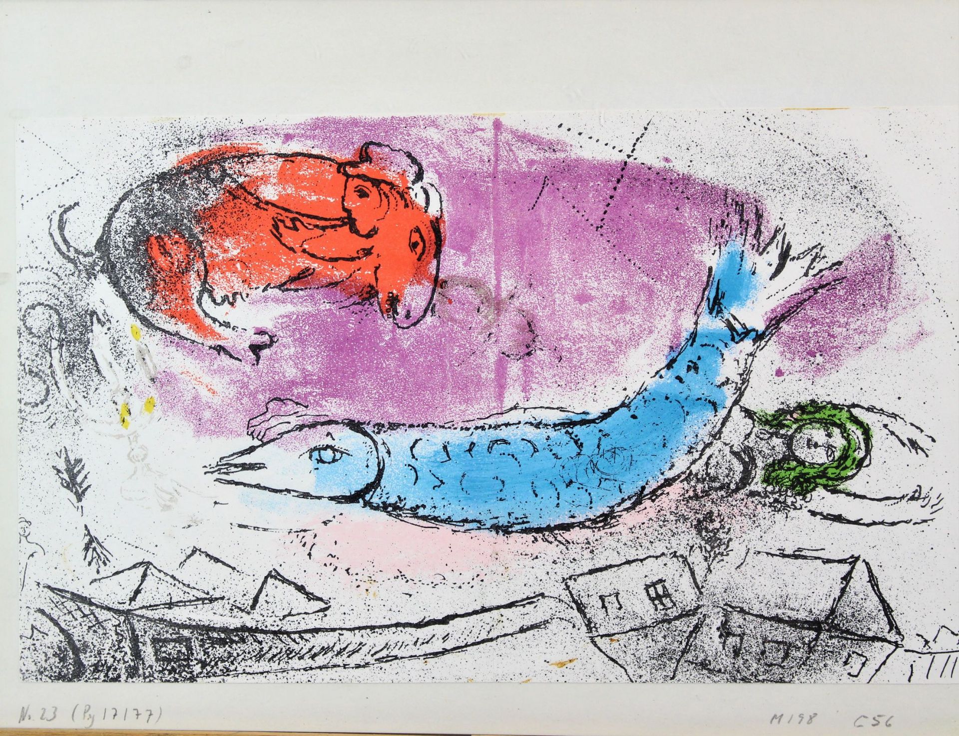 Marc Chagall " Der Blaue Fisch " Farblithographie