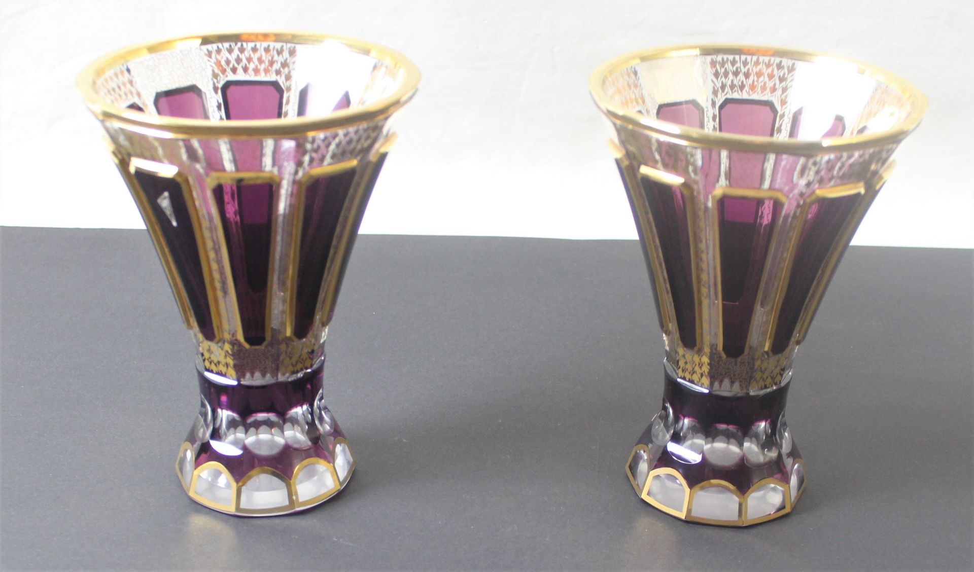 Paar Böhmische Glasvasen - Bild 2 aus 2
