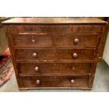 A Victorian mahogany chest of three hidden over two short and three long drawers, 114cm high,