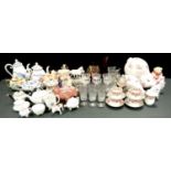 Ceramics -Tavistock crested ware bull dog; a German crested shell tea service; other teapots;