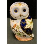 A Royal Crown Derby Twilight Owl paperweight, gold stopper