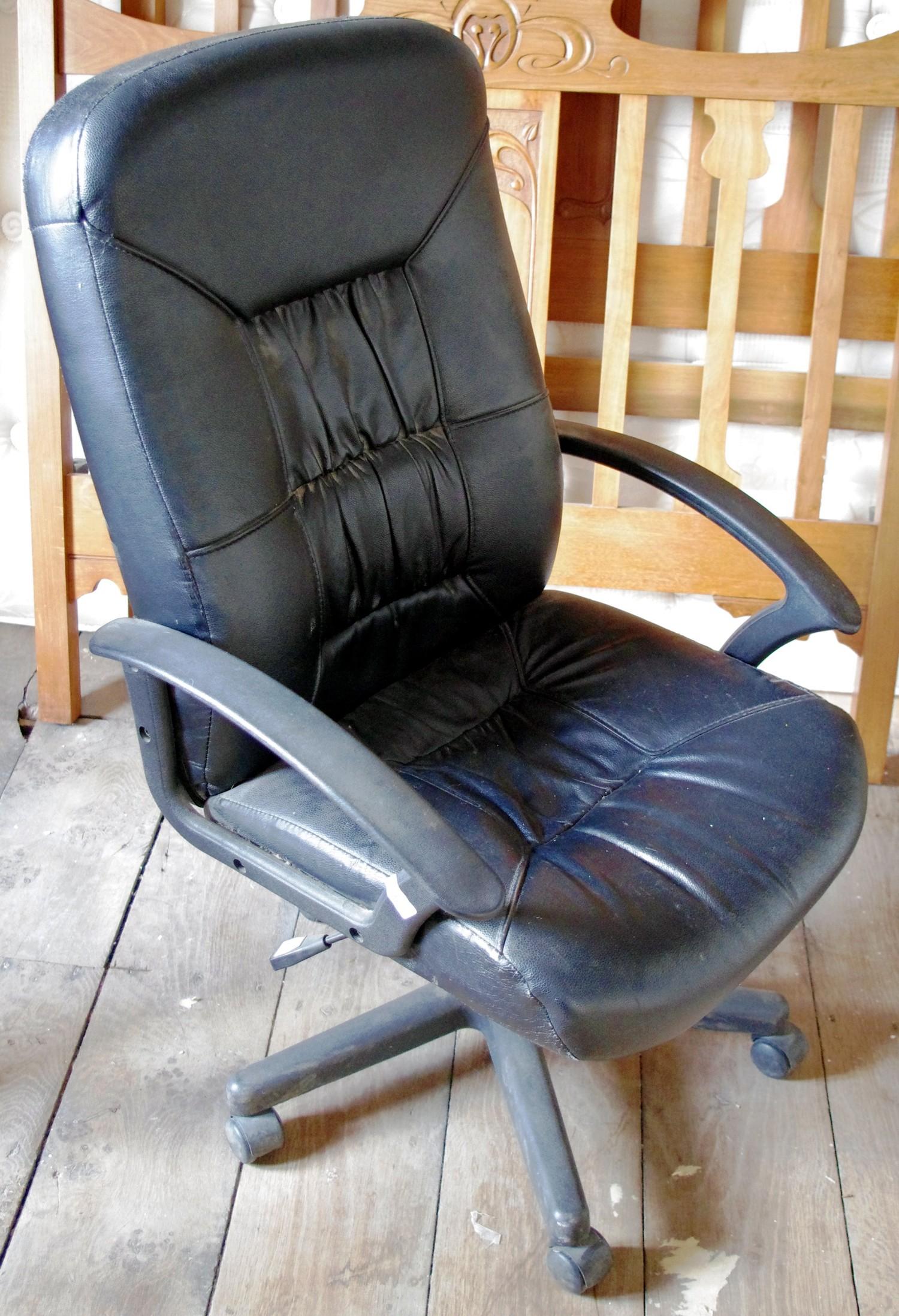 A contemporary swivel office chair