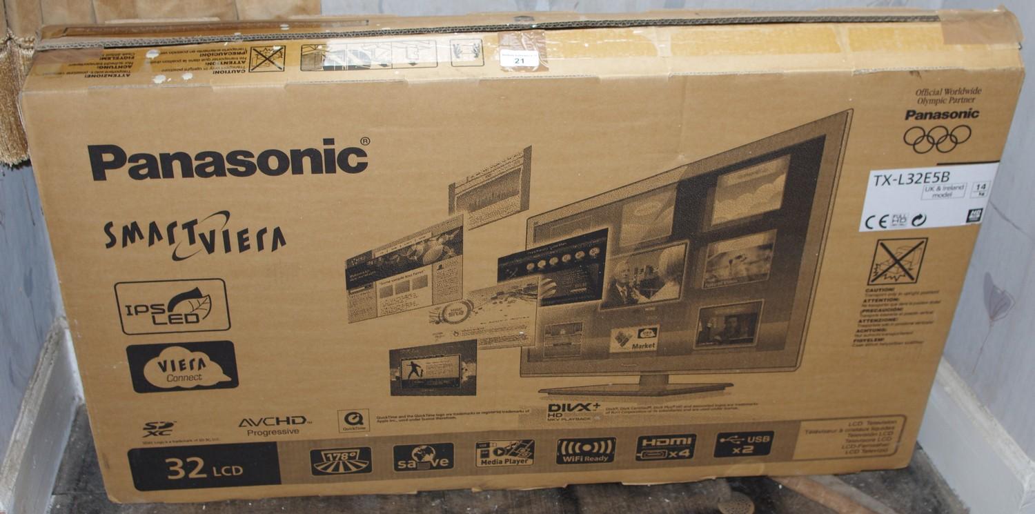 A Panasonic 32in LCD television, boxed