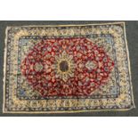 Fine Persian hand-made part silk Nain rug approx 170cm x 121cm