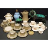 Denby Pottery tableware, assorted patterns, etc; a Blue Mountain Pottery spaniel dog; another, duck