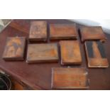 Eight wood block printing blocks