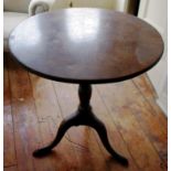 A George III mahogany circular occasional table, cannon barrel column, tripod legs, 71cm high,