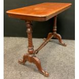 A Victorian centre table, moulded rectangular top, spiral fluted end supports and stretcher,