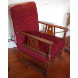 A 20th century side chair, upholstered in red
