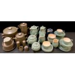 A quantity of Denby Manor green table ware; Denby Chevron table ware including a tureen and cover (