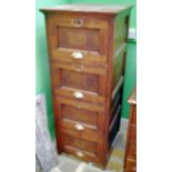 *Amended dimensions* An early 20th century pitch pine four drawer filing cabinet, 132cm h, 53w, 55d,