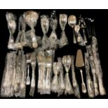 A Sheffield Fiddle, Thread & Shell pattern EPNS flatware set for eight comprising carving set,