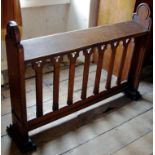 A 19th century Gothic oak prayer bench , shaped ends, 101cm high, 138cm wide, c.1880