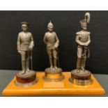 A trio of Peter Hicks figures, Army Service Corps Officer 1913, Warrant Officer 1913 etc, oak