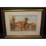 Edward (Arden) Tucker, RI RSA, Boats & Bridges, Norwich, signed, watercolour, 26cm x 42.5cm
