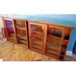 A pair of late 19th/early 20th century oak school cabinets, glazed fronts, moulded cornices, 107cm x