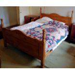 A contemporary pine double bed, 162cm wide