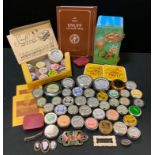 Advertising - a collection of snuff tins; a Cadbury funbank tin; a gilt metal and enamel Art Nouveau