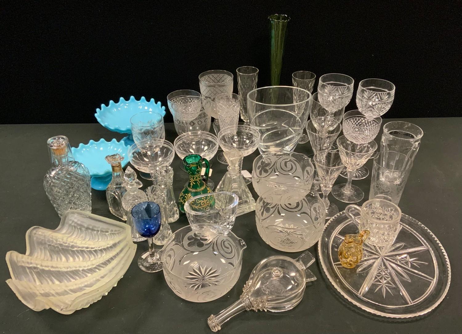 Victorian and later glasses - champagne flutes, wine, cordial, whisky glasses, oil bottles, Baccarat