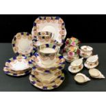 A pair of Royal Albert Old Country Roses sea shells, a pair of flower baskets, a pair of small