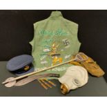 Militaria - a mid 20th century painted waistcoat, Mary Blice Rabbit with bombs, Gnatzi knightmare,