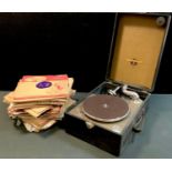 A Colombia Viva-tonal Grafonola record player, assorted Jazz and others records, qty